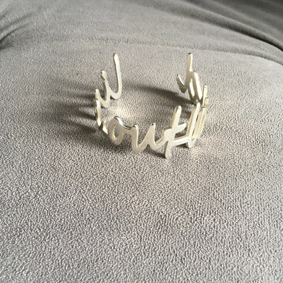 "LiveOutLoud" Silver Rustic Cuff - Picture 1 of 5